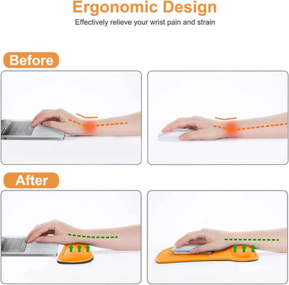 MOSISO Wrist Rest Support for Mouse Pad & Keyboard Set, Ergonomic Mousepad Non-Slip Base Home/Office Pain Relief & Easy Typing Cushion with Neoprene Cloth & Raised Memory Foam, Apricot