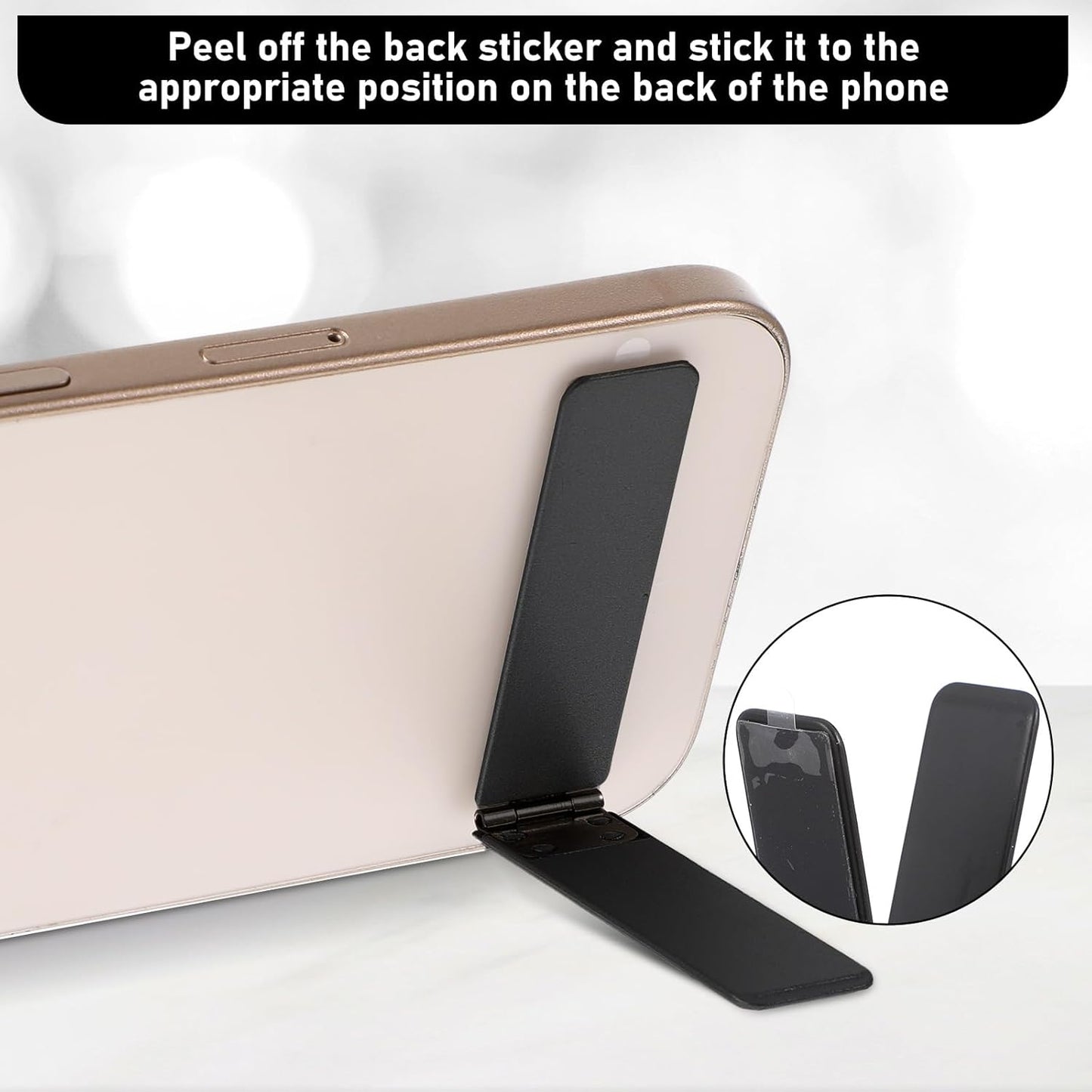 Ptwola 2 Pack Ultra-Thin Cell Phone Holder Adjustable Horizontal Phone Stand Invisible Foldable Desk Holder Mini Cell Phone Kickstand Accessories Compatible with Most Smartphone Universal Model