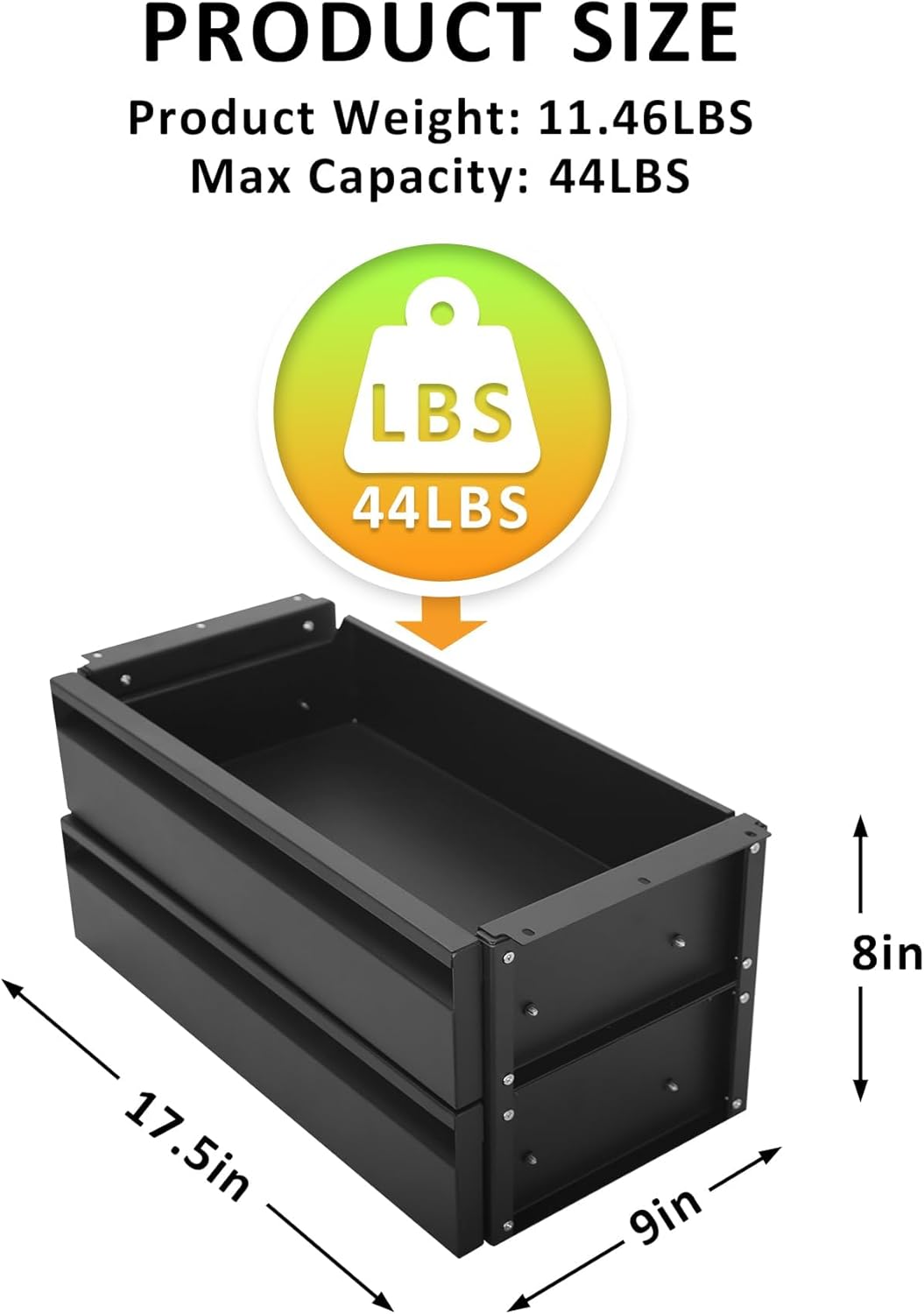 POPMOON 13.8 in Under Desk Drawer For Desk, Pull out Storage Organizer with Slide Extension Mounted Under Flat Wooden Table or Workbench, Carbon Steel Undermount Drawer,Black