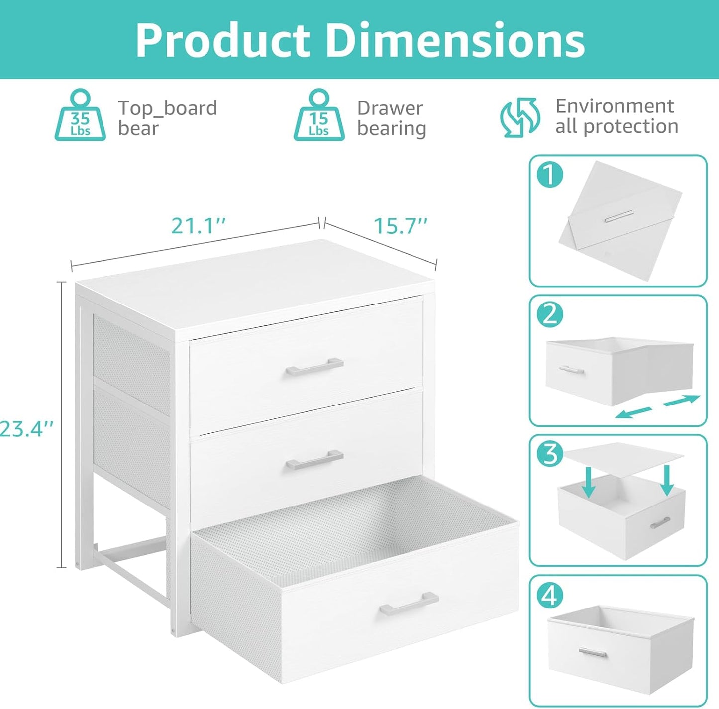 BOLUO Closet Drawers Black Fabric 3 Drawer Small Dresser for Closet Organizers and Storage Bedroom Dorm Modern