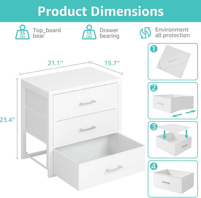 BOLUO Closet Drawers Black Fabric 3 Drawer Small Dresser for Closet Organizers and Storage Bedroom Dorm Modern