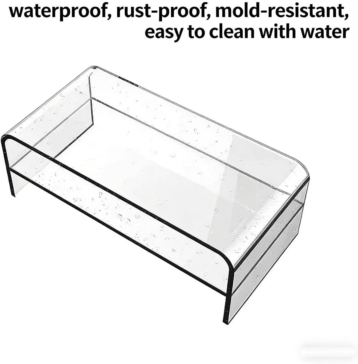 Acrylic Monitor Stand, 2 Tier Riser with Storage Shelf, Clear, 16/20 Inch, Home Office Desk Organizer (16in)