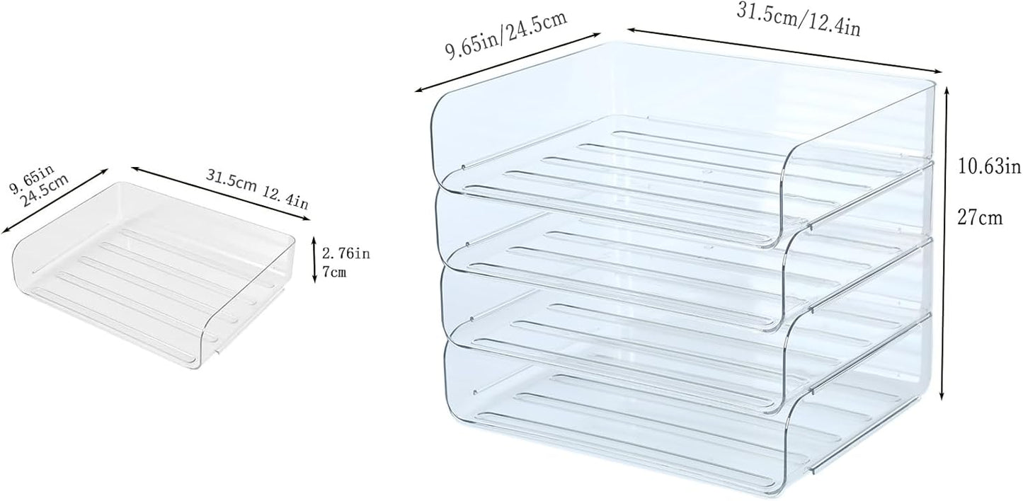3 Tiers Stackable A4 Paper Trays, Office Desk File Holder, Tidy File Document Letter Book Paper Organizer (3 Tiers,Clear)