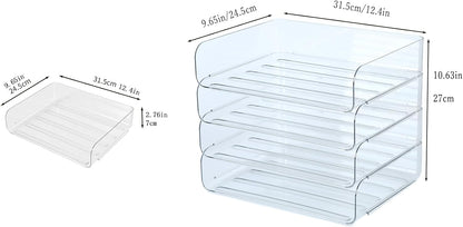 3 Tiers Stackable A4 Paper Trays, Office Desk File Holder, Tidy File Document Letter Book Paper Organizer (3 Tiers,Clear)