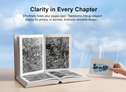 Acrylic Book Stand-Open and Closed Bookstand for Display Stand and Reading Coffee Table-Magazine and Book Holder-for Recipe Cookbooks,Documents,Textbook,Art Books,Bibles,Easel-Home and Office-Black