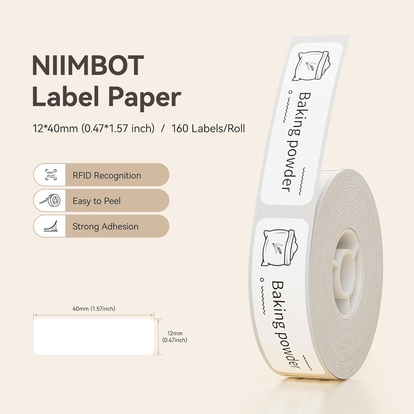 NIIMBOT D11 Label Tape D110 Label Maker Papers 3Rolls Cable Labels, Self-Adhesive Labeling Tape 0.47" X 4.29" (12 X 109mm) Cable Label Refills for Home Office Circuit Box, 195 Labels/3Rolls, White