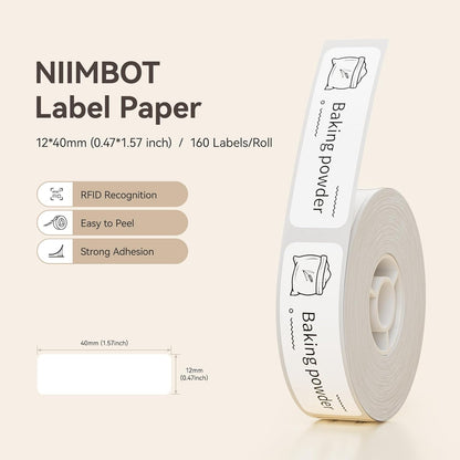 NIIMBOT D11 Label Tape D110 Label Maker Papers 3Rolls Cable Labels, Self-Adhesive Labeling Tape 0.47" X 4.29" (12 X 109mm) Cable Label Refills for Home Office Circuit Box, 195 Labels/3Rolls, White