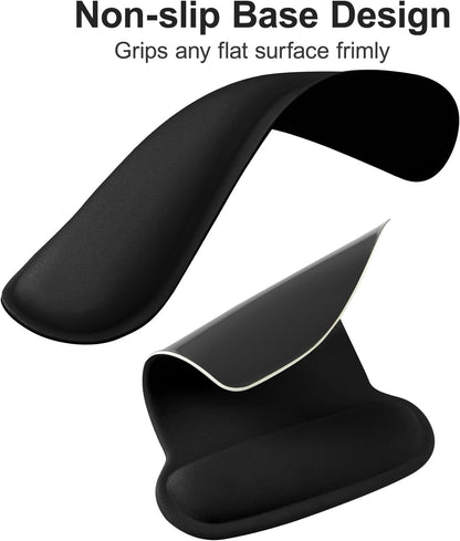 MOSISO Wrist Rest Support for Mouse Pad & Keyboard Set, Ergonomic Mousepad Non-Slip Base Home/Office Pain Relief & Easy Typing Cushion with Neoprene Cloth & Raised Memory Foam, Apricot