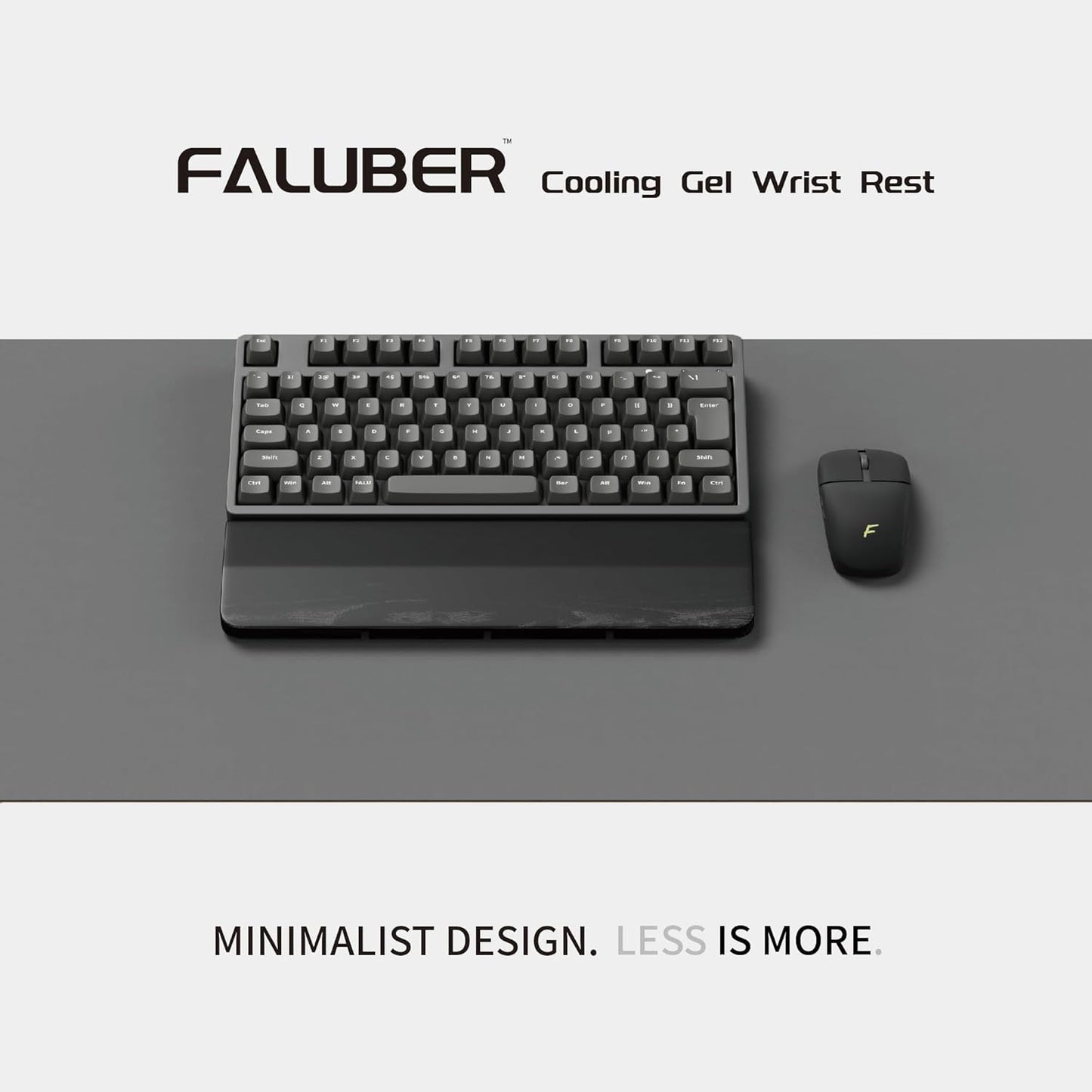 Faluber Wooden Wrist Rest, 14.3-inch Length and 20mm Thickness for Tenkeyless Keyboard, Walnut Wood Palm Rest, Ergonomic Design for Mechanical Gaming Keyboard, Stain Resistant (Medium, Walnut Wood)
