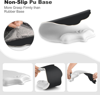 Keyboard Wrist Rest and Mouse Pad with Wrist Support Set, Ergonomic Leaf Shape Mouse Pad with Non-Slip Base, Pain Relief Memory Foam Mousepad for Computer,Laptop,Home Office, Green