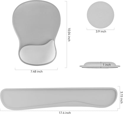 Wrist Rest Support for Mouse Pad Keyboard Set Circle Coaster Gaming Mouse Pad Ergonomic Gel Memory Foam Set for Computer, Laptop, Office, Pain Relief, Comfortably Typing Flowers KM-39