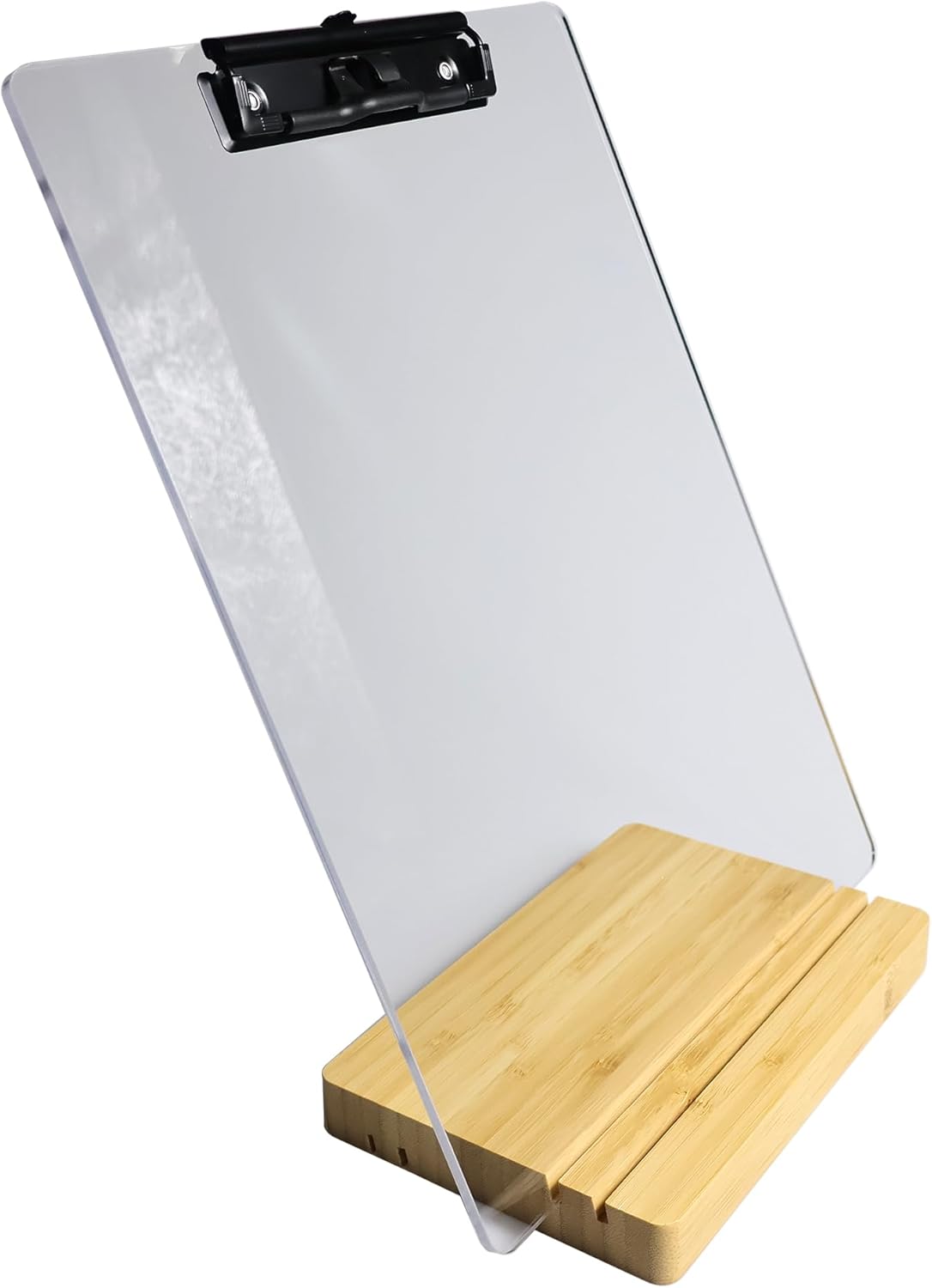 A5 Half Letter Clipboard with Stand,Clear Acrylic Freestanding Memo Size Clipboards,Document Typing Paper Stand,Menu Display Board,Receipt Holder (6"×9")