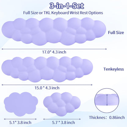 Sushret Cloud Wrist Rest Keyboard, Cloud Keyboard Wrist Pad Set with PU Leather Memory Foam, Cute Arm Rest for Palm Support, PC/Gaming Desk Accessories/Office Setup/Computer Hand Cushion - White