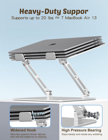 Aoviho Laptop Stand for Desk – Adjustable Aluminum Laptop Riser with Unique Cat-Shaped Cooling Vent, Portable Desk Gift & Decor, Compatible with MacBook Air Pro, Dell, HP, Lenovo (10"-17.3"), Black