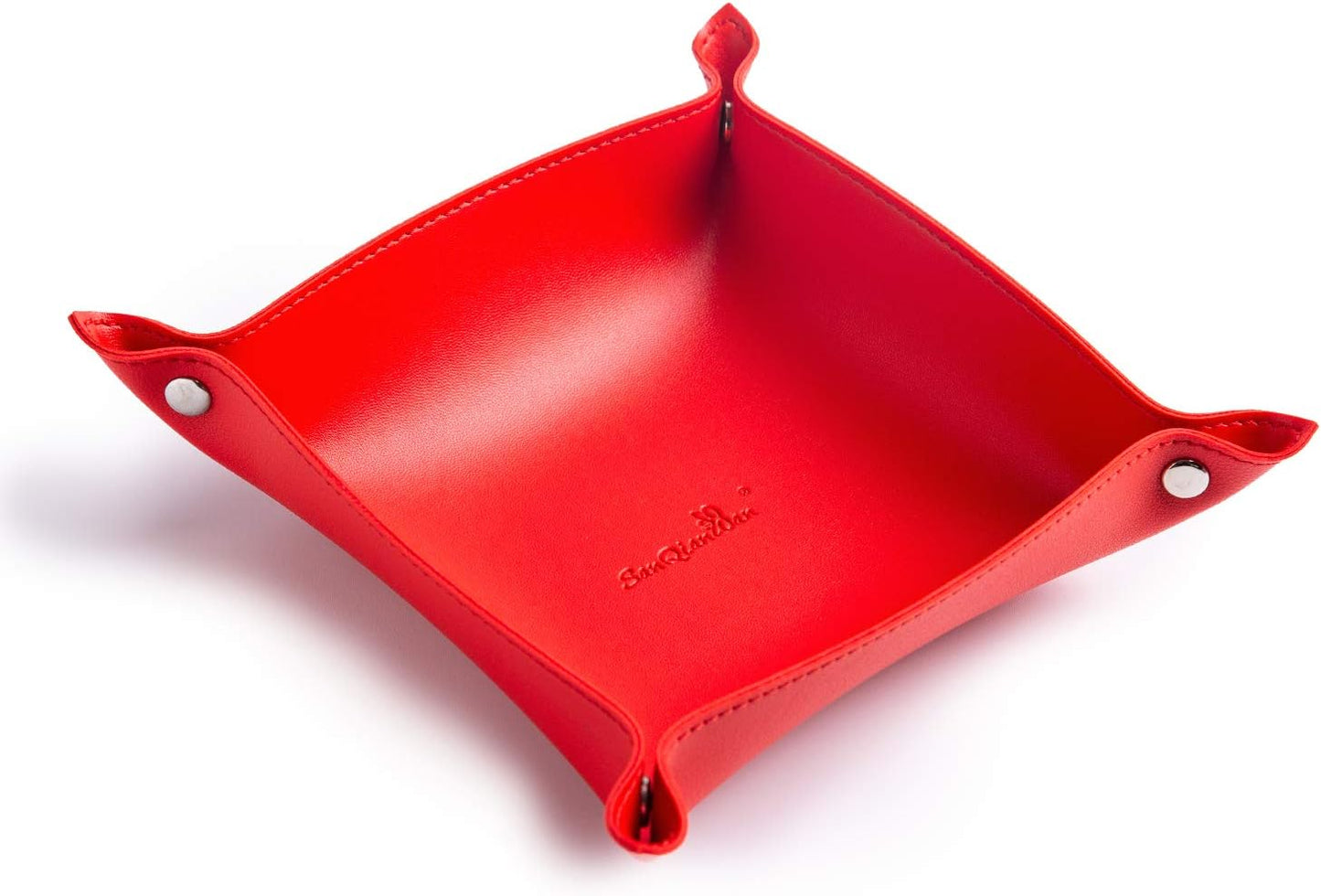 SANQIANWAN Leather Jewelry Valet Tray for Women and Man, Entryway Table Bedside Nightstand Desk Portable Small Catchall Travel Dish Plate for Key,Wallet,Watch,Phone,Coin(Pink-B)