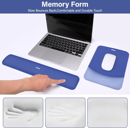 MOSISO Wrist Rest Support for Mouse Pad&Keyboard Set, Rectangular Ergonomic Mousepad Non-Slip Base Home/Office Pain Relief&Easy Typing Pad with Neoprene Cloth&Raised Silicone Lining, Green