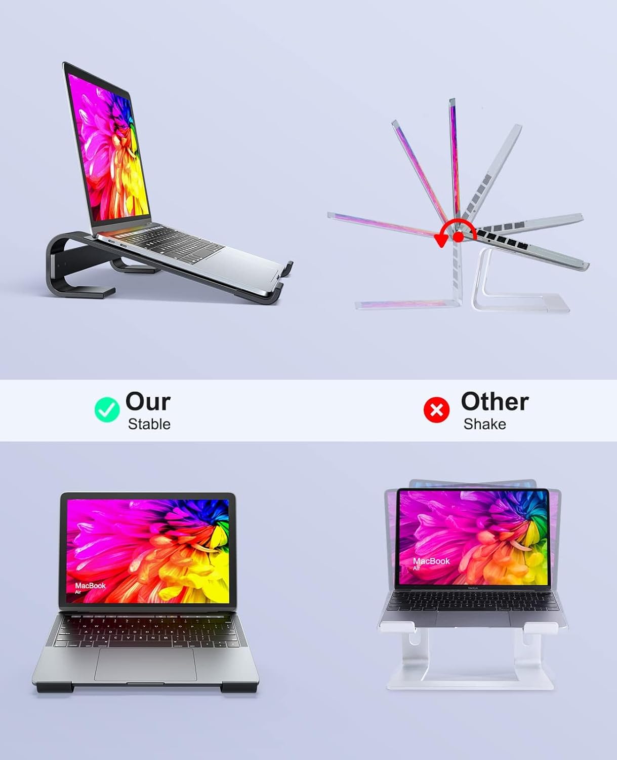 Soqool Laptop Stand for Desk,Aluminum Computer Stand for Cooling,Sturdy Stable Ergonomic Laptop Riser Compatible with MacBook Pro Stand Air/Dell/HP/Lenovo 10-16.2inch Notebook,Work Home Office