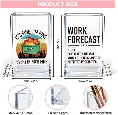 Everything is Figureoutable Acrylic Cosmetic Pencil Pen Holder Cup, Emotional Dumpster Fire Pencil Pen Holder Cup, Therapy Gifts, Mental Health Gifts for Women Colleague Boss Teacher