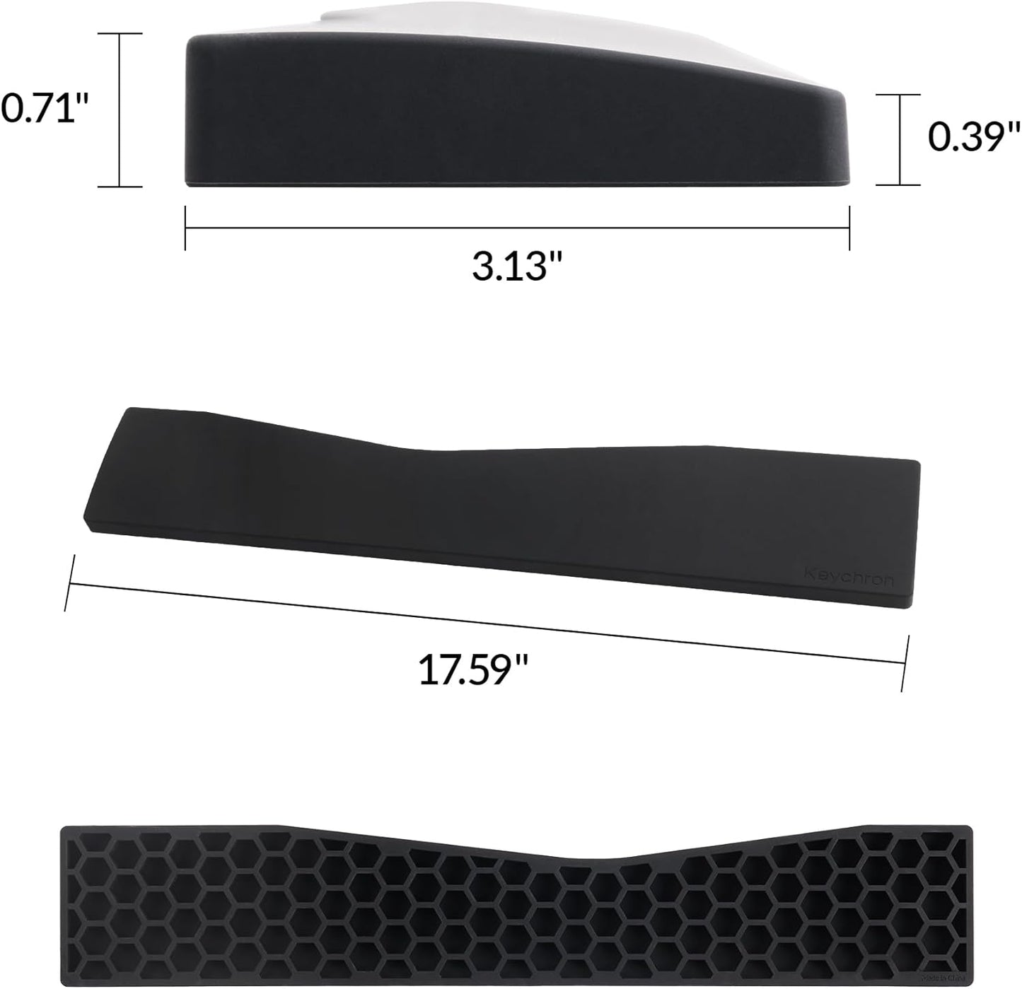 Silicone Wrist Rest for Keychron K10 Pro / K10 Max/ K10 HE / Q6 / Q6 Pro / Q6 Max / Q6 HE / V6 / V6 Max, 17.6" Non-Slip Palm Rest, 100% Full-Sized Mechanical Keyboards Support with Typing Pain Relief