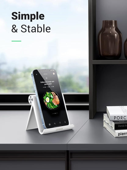 UGREEN Cell Phone Stand Holder for Desk Adjustable Compatible with iPhone 13 12 Pro Max 11 SE XS XR 8 Plus 6 7 Galaxy Note20 S20 S10 S9 S8 Foldable Black