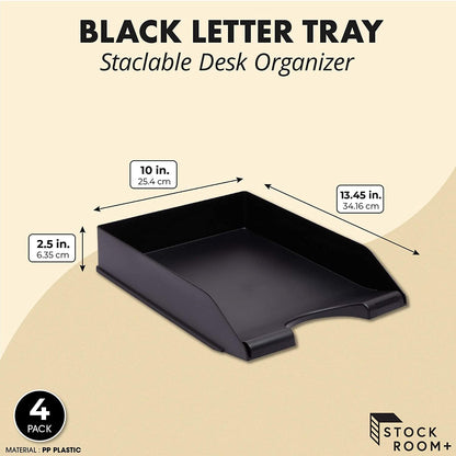 Stockroom Plus Rectangular Letter Trays - Paper Trays for Classroom - Desktop Paper Organizer & File Holder - Document Organizer for Desk Storage - Pack of 4, White, 10 x 13.5 x 2.5 in