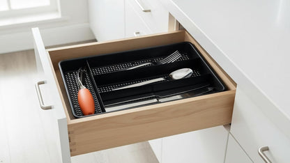 Dial Industries Small Cutlery, Utensil, Silverware Kitchen Drawer Organizer Tray, Clear