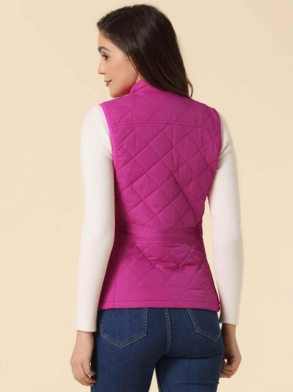 Allegra K Women's Puffer Vest Stand Collar Lightweight Gilet Quilted Zip Vest