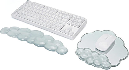 Ergonomic Cloud-Shaped Keyboard Wrist Rest & Non-Slip Mouse Pad Set, Soft Gel Support, Easy-to-Clean, Durable, Ideal for Long Work & Study Hours