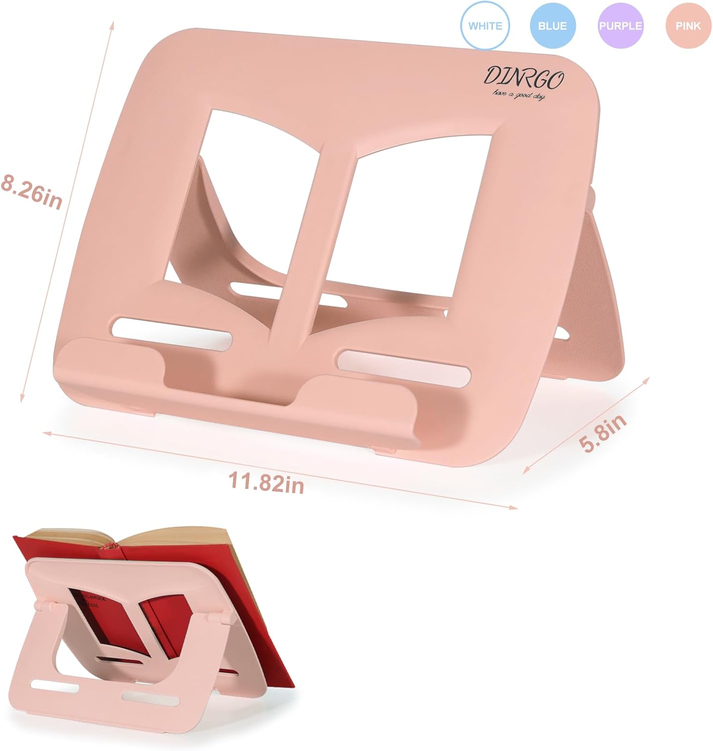 Portable Book Stand Book Holder Book Rest for Kids Reading Hands Free Cookbook Holder Textbook Stands Music Stand Lightweight Waterproof Book Stand Gifts School Supplies (Purple 11.82" *8.26")