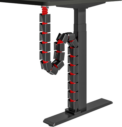 ARES WING Under Desk Cable Management Spine, Magnetic Vertebrae Cable Management for Standing Desk, Length Adjustable Cord Organizer with 20 Modular Vertebrae for Office and Gaming Desks, Red