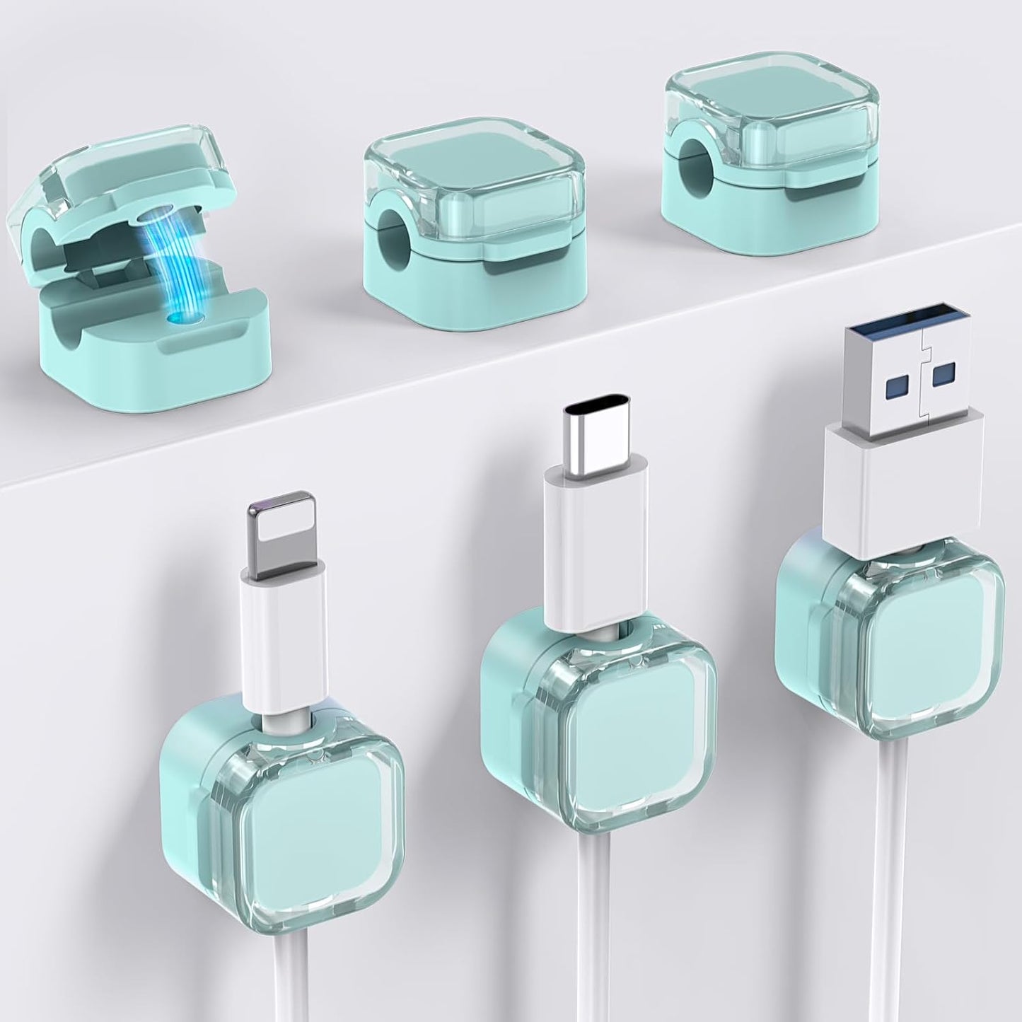 AhaStyle 6 Pack Magnetic Cable Organizer [1s Lock] Cord Holders Clips Strong Adhesive Cord Keeper [Smooth Adjustable] Hide Wire Cord Organizer for Nightstand Kitchen Car Office (Lavender)