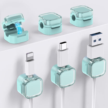 AhaStyle 6 Pack Magnetic Cable Organizer [1s Lock] Cord Holders Clips Strong Adhesive Cord Keeper [Smooth Adjustable] Hide Wire Cord Organizer for Nightstand Kitchen Car Office (Lavender)
