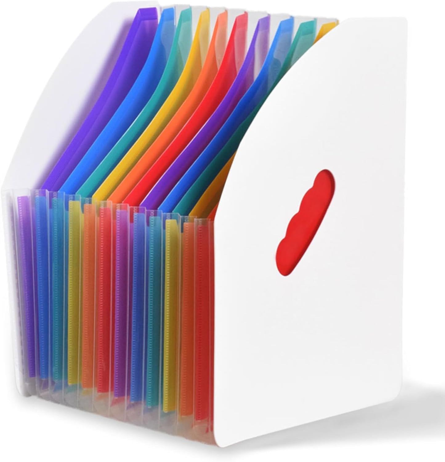 SAYEEC Rainbow Expanding File Holder Standing A4 Vertical Mini Book Organizer Magazine Basket Desktop 13 Pockets Files Folder with Handle for Students Examination Paper Bills Office Study