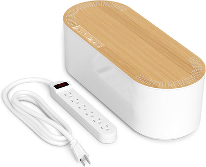 D-Line Cable Management Box, Power Strip Cover, Floor Outlet Hider, Desk Cord Organizer, Hide Extension Leads, 12.75" (L) x 5" (W) x 4.5" (H), for use with Power Strips up to 10.5in (L) - Small, Black