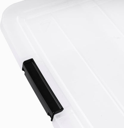 IRIS USA 18 QT Clear Storage Organizer with Removable Dividers, Stackable Plastic Storage Box with Lid, Modular Container for Crafts, Tools, Office & Pantry Organization