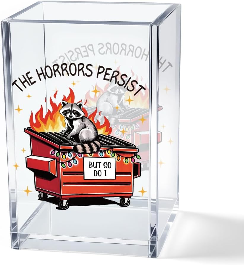 Everything is Figureoutable Acrylic Cosmetic Pencil Pen Holder Cup, Emotional Dumpster Fire Pencil Pen Holder Cup, Therapy Gifts, Mental Health Gifts for Women Colleague Boss Teacher