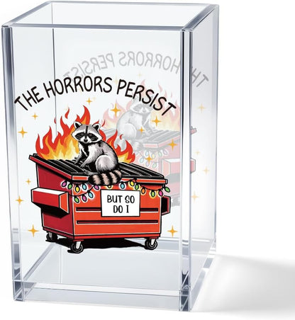 Everything is Figureoutable Acrylic Cosmetic Pencil Pen Holder Cup, Emotional Dumpster Fire Pencil Pen Holder Cup, Therapy Gifts, Mental Health Gifts for Women Colleague Boss Teacher