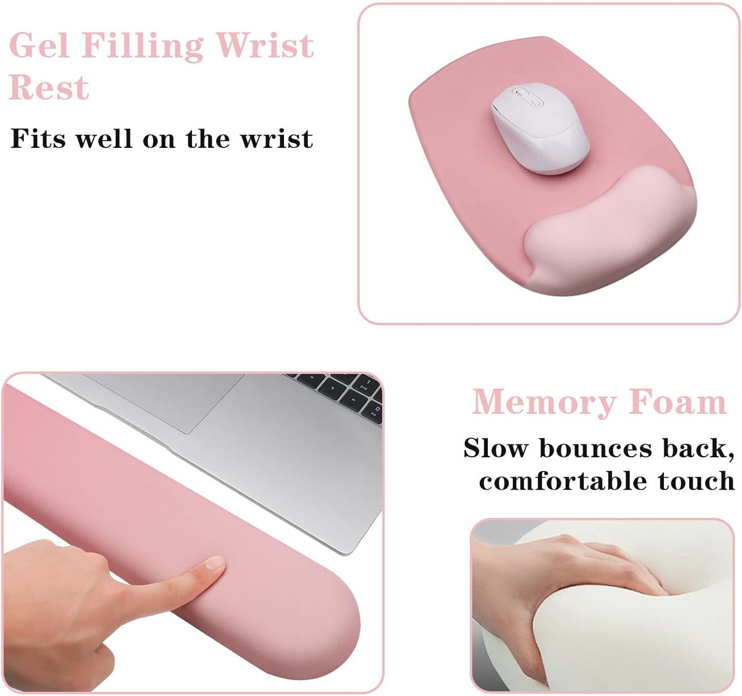 Wrist Rest for Keyboard and Mouse, Ergonomic Gel Computer Keyboard Wrist Rest with Memory Foam, Keyboard Wrist Support Pad for Long Hours of Work, Gaming, Studying-Relieve Wrist Pain