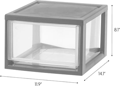 14 Qt Medium Plastic Drawers, Under Bed Storage Bins, Stackable, Modular