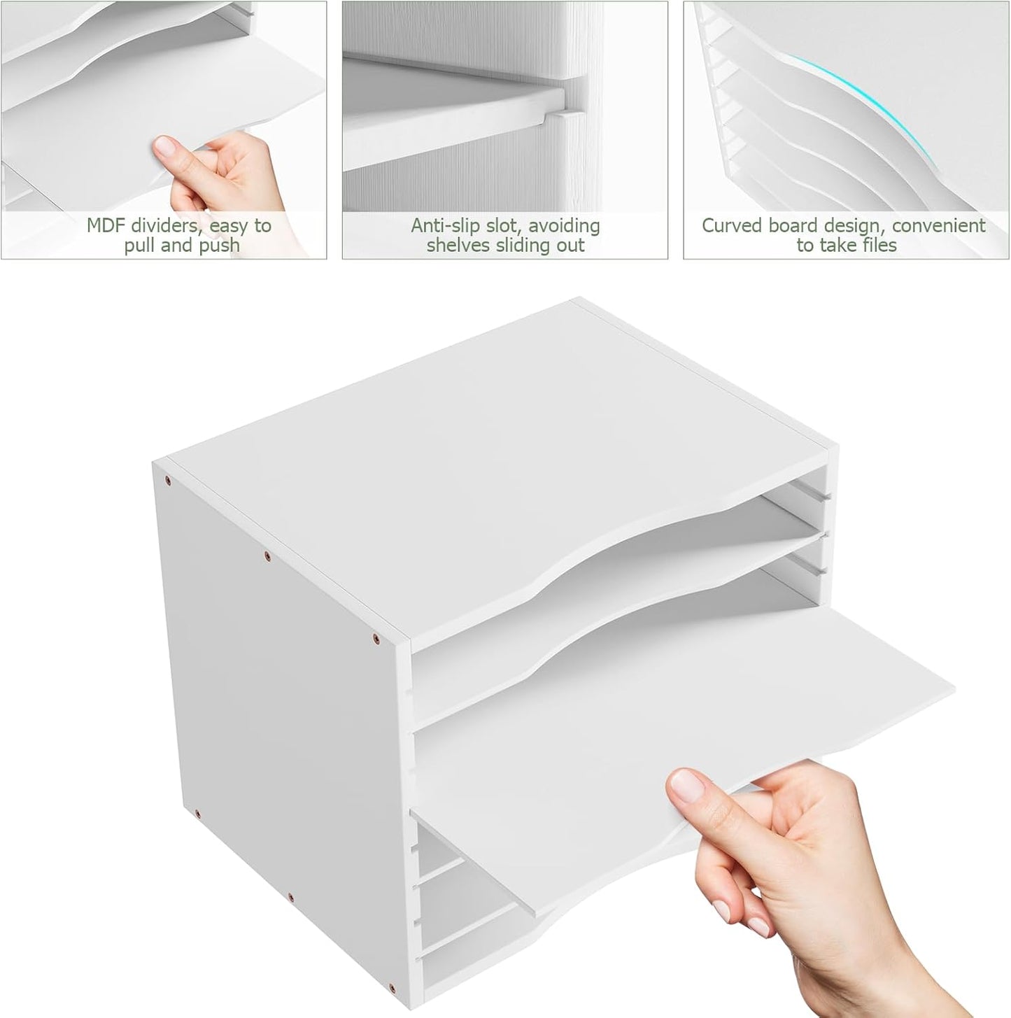 Bamjoy Bamboo 5 Tier Desktop Organizer, Paper Organizer Mail Sorter, File Holder Letter Document Storage with Adjustable Shelves for School Home Office, Natural