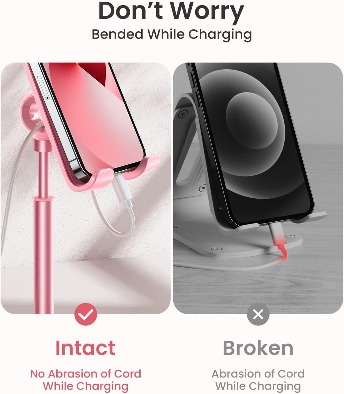 LISEN Cell Phone Stand Phone Holder for Desk Office Decor, Office Desk Accessories Women PC Gaming Essentials iPhone Stand Gadgets Men Gifts for Mom Fit OtterBox Case Switch iPad Air Tablet 4-10 in