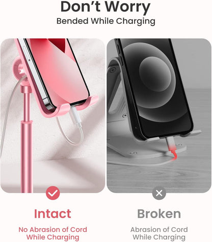 LISEN Cell Phone Stand Phone Holder for Desk Office Decor, Office Desk Accessories Women PC Gaming Essentials iPhone Stand Gadgets Men Gifts for Mom Fit OtterBox Case Switch iPad Air Tablet 4-10 in