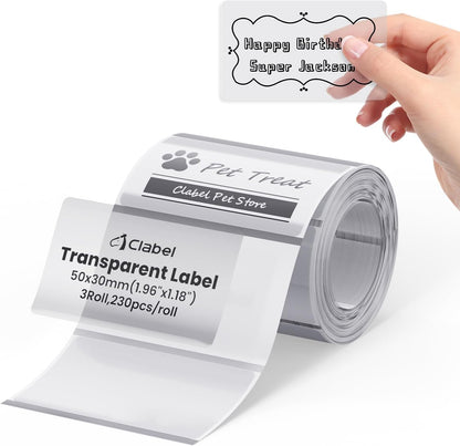 Clabel Printable White Cable Labels 6 Rolls of Thermal Self-Adhesive Paper Labels Tape, 25x78mm (1"x3") 100 Sheets Per Roll, Black Print on White Sticker Tags Durable