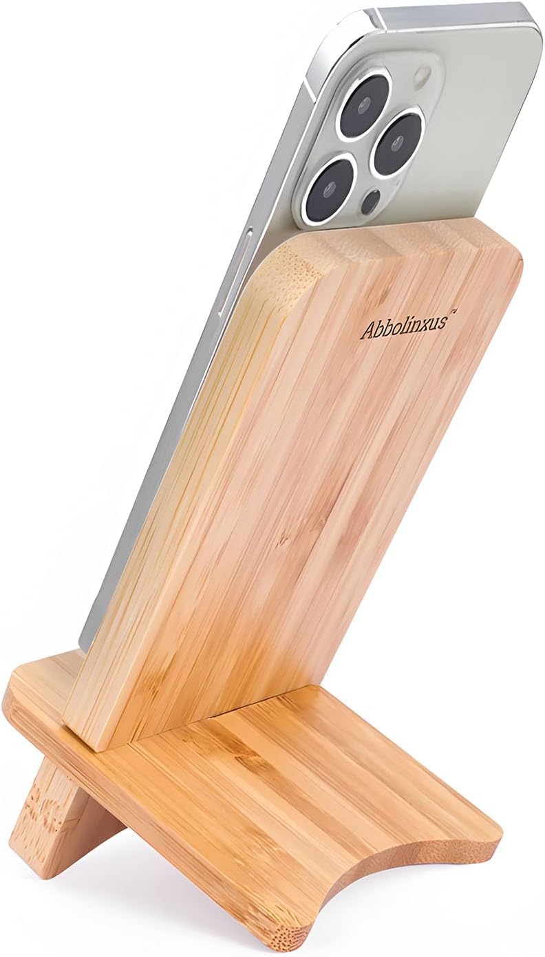 Solid Wood Phone Stand, Desktop Wooden Phone Stand, Simple Phone Holder, Compatible with All Phones (Walnut Wood)