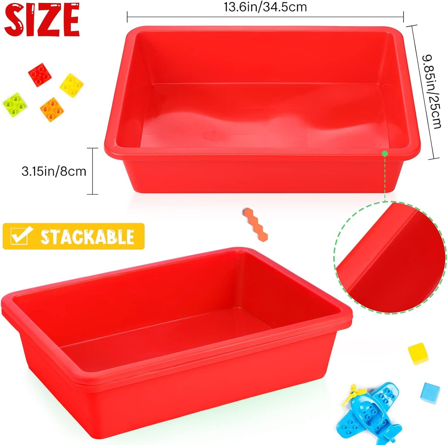 Hoteam 10 Pcs Flat Storage Organizer Tray Bin Paper Tray for Classroom Plastic Stackable File Organizer for School Office Teacher Book Organization(Clear,13.78 x 9.84 x 3.15 Inch)