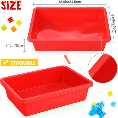 Hoteam 10 Pcs Flat Storage Organizer Tray Bin Paper Tray for Classroom Plastic Stackable File Organizer for School Office Teacher Book Organization(Clear,13.78 x 9.84 x 3.15 Inch)