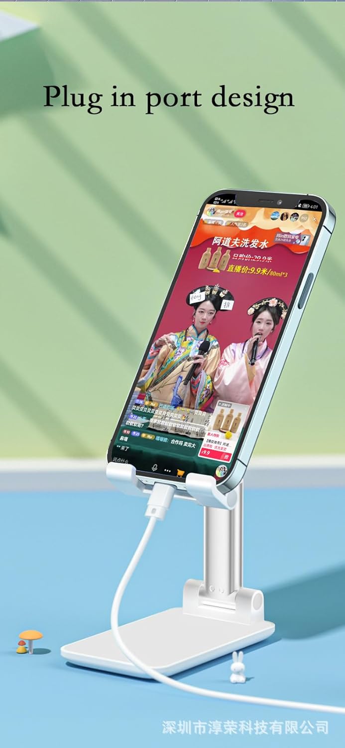 Desk Mobile Phone Holder Stand for iPhone IPad Xiaomi Adjustable Desktop Tablet Holder Universal Table Cell Phone Stand（White）