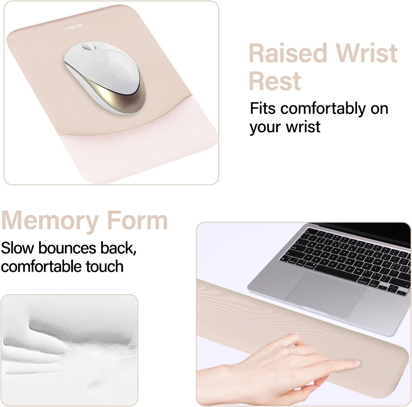 MOSISO Keyboard Mouse Pad Set, Large Gaming Mouse Pad&Rectangular Keyboard Wrist Rest&Mousepad with Wrist Rest&Coaster, Ergonomic Non-Slip&Easy Typing Pad with Curved Silicone Lining, Antique Green