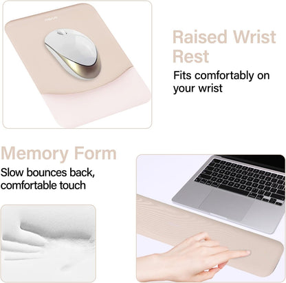 MOSISO Keyboard Mouse Pad Set, Large Gaming Mouse Pad&Rectangular Keyboard Wrist Rest&Mousepad with Wrist Rest&Coaster, Ergonomic Non-Slip&Easy Typing Pad with Curved Silicone Lining, Antique Green