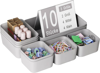 Plastic Drawer Organizers, 10 PCS Drawer Organizer Bins, Bathroom and Vanity Organizer Plastic Tray, Makeup organizer and storage for Makeup, Bedroom, Kitchen Gadgets Utensils and Office (Green)